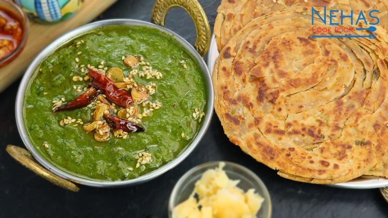 Lasooni palak recipe | laccha masala paratha | sabzi and parath recipe