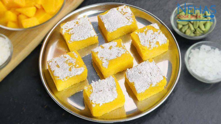 Mango koprapak | Mango coconut barfi | mango barfi