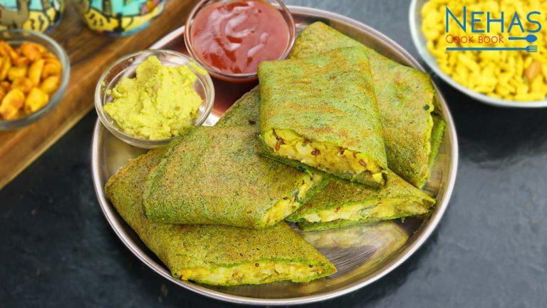 Moong dal nashta | moong dal chilla | stuffed green moong dal cheela | moong dal pudla